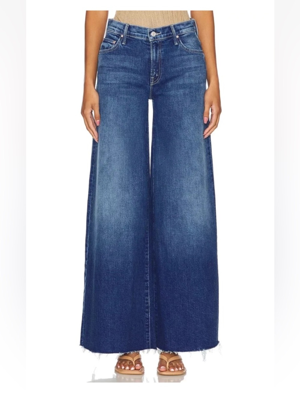 NWT Mother PUNCH BUGGY THE SWISHER SNEAK FRAY JEANS Size 24